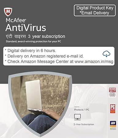 Mcafee Antivirus 1 User 3 Years Email Delivery In 2 Hours No Cd