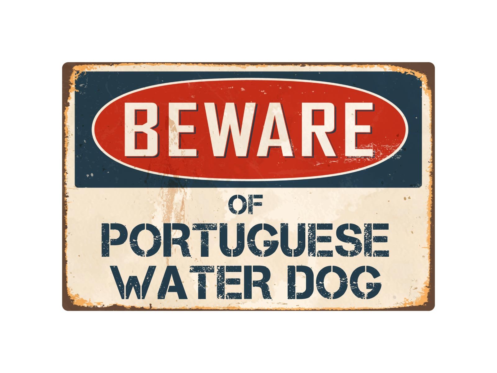 Sticker Pirate Beware Of Portuguese Water Dog 8" x 12" Vintage Aluminum Retro Metal Sign VS340