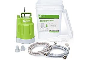 G GREEN EXPERT Green Expert Tankless Water Heater Flushing Kit Includes 1/4HP Utility Pump 3.5 Gallon Pail 2*Stainless Steel Hoses and Open End Wrench for Quick Start Full Corrosion Resistant Flush Pump