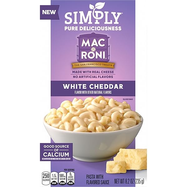 SIMPLY MAC A RONI, WHITE CHEDDAR MACARONI AND CHEESE, 8.2 OZ BOX