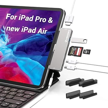 Amazon Com Usb C Hub For Ipad Pro 2018 2020 Ipad Air 4 Hogore 7 In 1 Ipad Pro Adapter Hub With 4k Hdmi Pd Charging Sd Tf Reader Usb3 0 Usb C Audio Jack Ipad