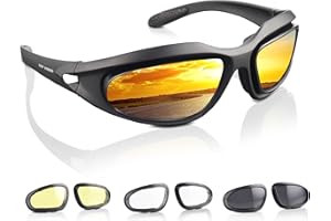 EXP VISION Polarized Motorcycle Riding Goggles, Windproof Cycling Glasses UV400 Outdoor Sports Sunglasses Interchangeable Lenes for Running, Baseball Golf, Driving, Fishing, Riding, Mountain Bike, Hiking