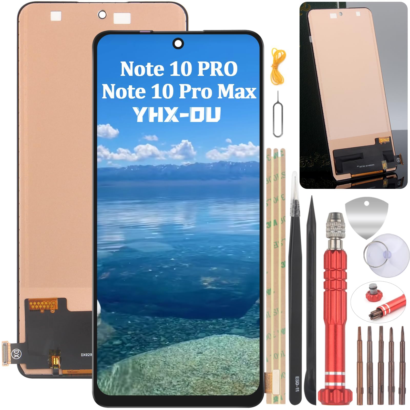 YHX-OU 6.67 Inch Black Incell Display for Xiaomi Redmi Note 10 PRO 4G Redmi Note 10 Pro Max LCD Display Touchscreen Replacement Screen Glass Assembly with Tools