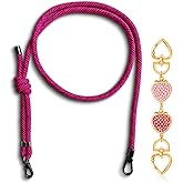 Purse Straps Replacement Crossbody, Paracord Rope Hand Woven Purse Strap with Gold Bag Extender Chain for Long Champ Mini Handbag Adjustable Bag Shoulder Strap for Women,Teens(Deep Pink