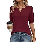 Zeagoo Women's Short Sleeve Sweater 2026 Spring Summer Tops Lightweight Casual V Neck Sweaters Dressy Work Blouses Clothes