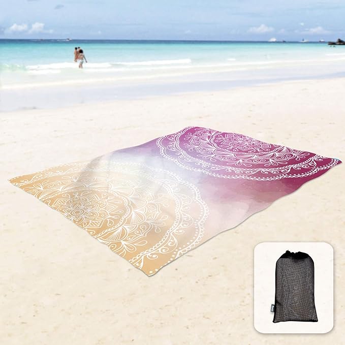 Sunlit Silky Soft Boho Sand Proof Beach Blanket Sand Proof Mat with Corner Pockets
