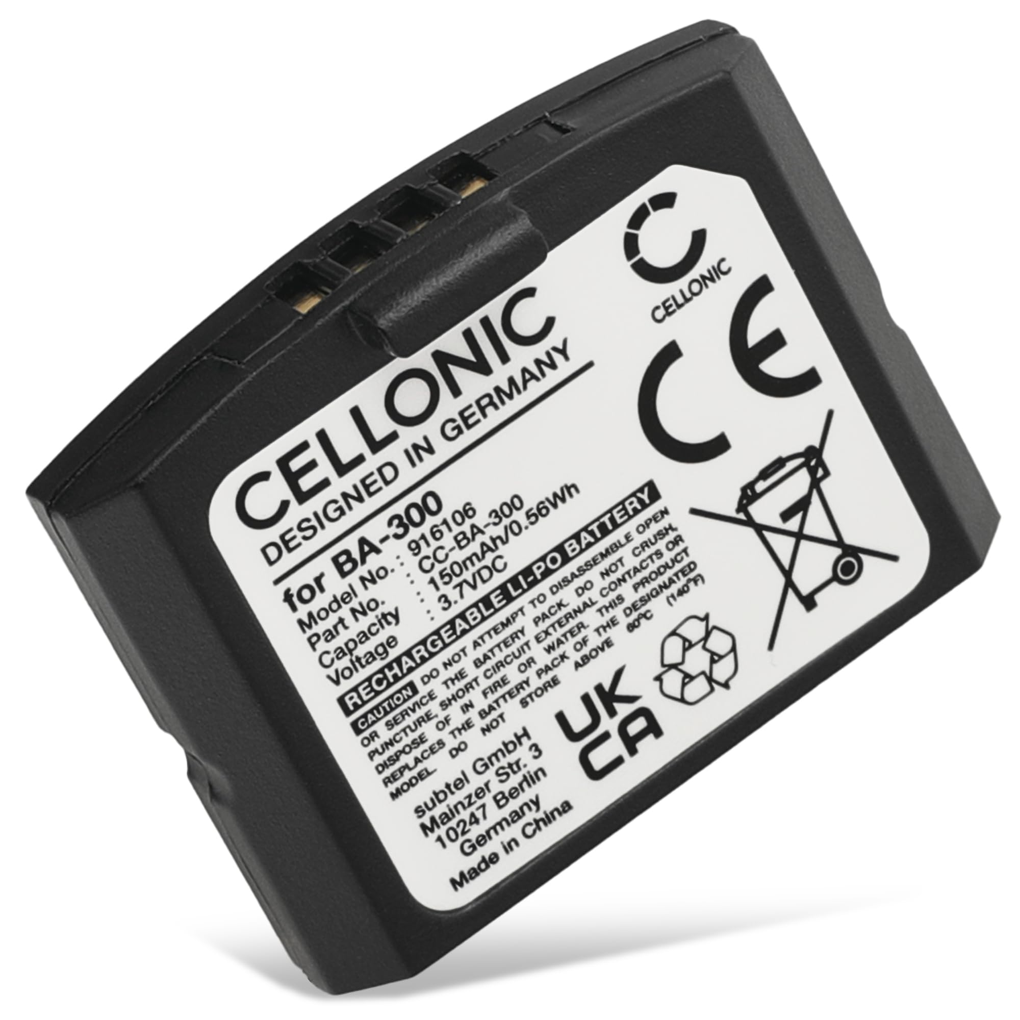 CELLONIC, Battery for Headset compatible with Sennheiser RI 840 (Set 840 TV), RR 4200 (RS 4200 II), RR 4200 (150mAh, 3.7V) Replacement battery BA300 BA 300