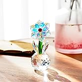KRISININE Crystal Sunflower Figurine Handcrafted Glass Flowers Collectible Small Sunflower Paperweight Table Decoration for Home Decor(3.7 * 1.8inch)