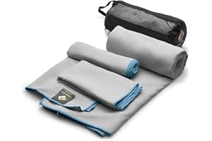 OlimpiaFit Quick Dry Towel - 3 Size Pack of Lightweight Microfiber Travel Towels w/Bag - Fast Drying Towel Set for Camping, Beach, Gym, Backpacking, Sports, Yoga & Swim Use