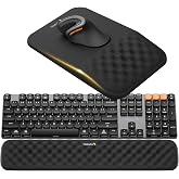 ProtoArc KMP50 Ergonomic Mouse Pad with Wrist Rest, Lycra Surface, Black | 8&deg; slope &amp; massage points with slow-rebound memory foam, Non-slip base. Relieves wrist strain for office &amp; home