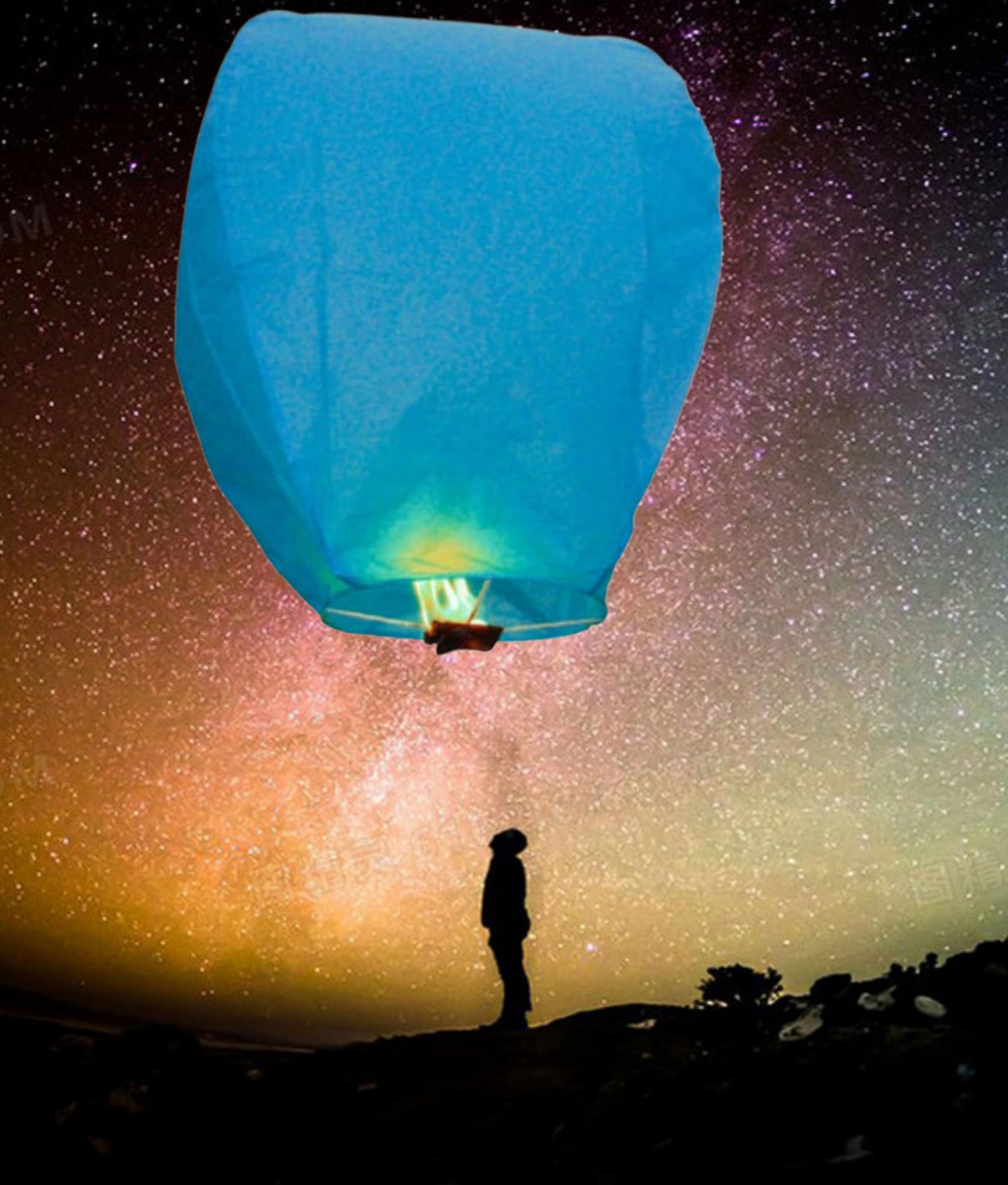 12 Blue- Eco-friendly Chinese Flying Floating Sky Lanterns (A Liittle Tree)