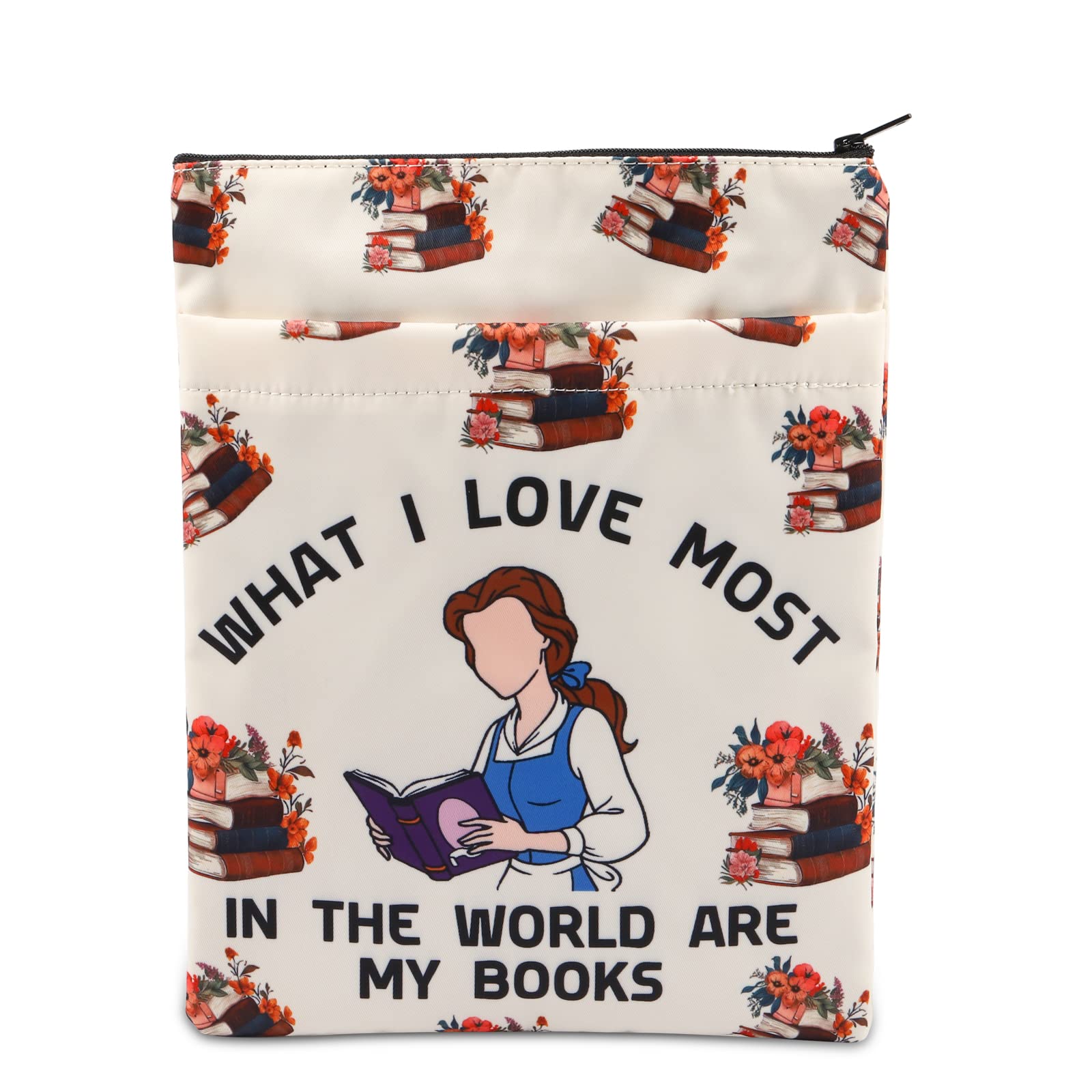PLITI Belle Inspired Book Sleeve Princess Fans Gift What I Love Most In The World Are My Books Book Lover Book Protector (World Books BSU)