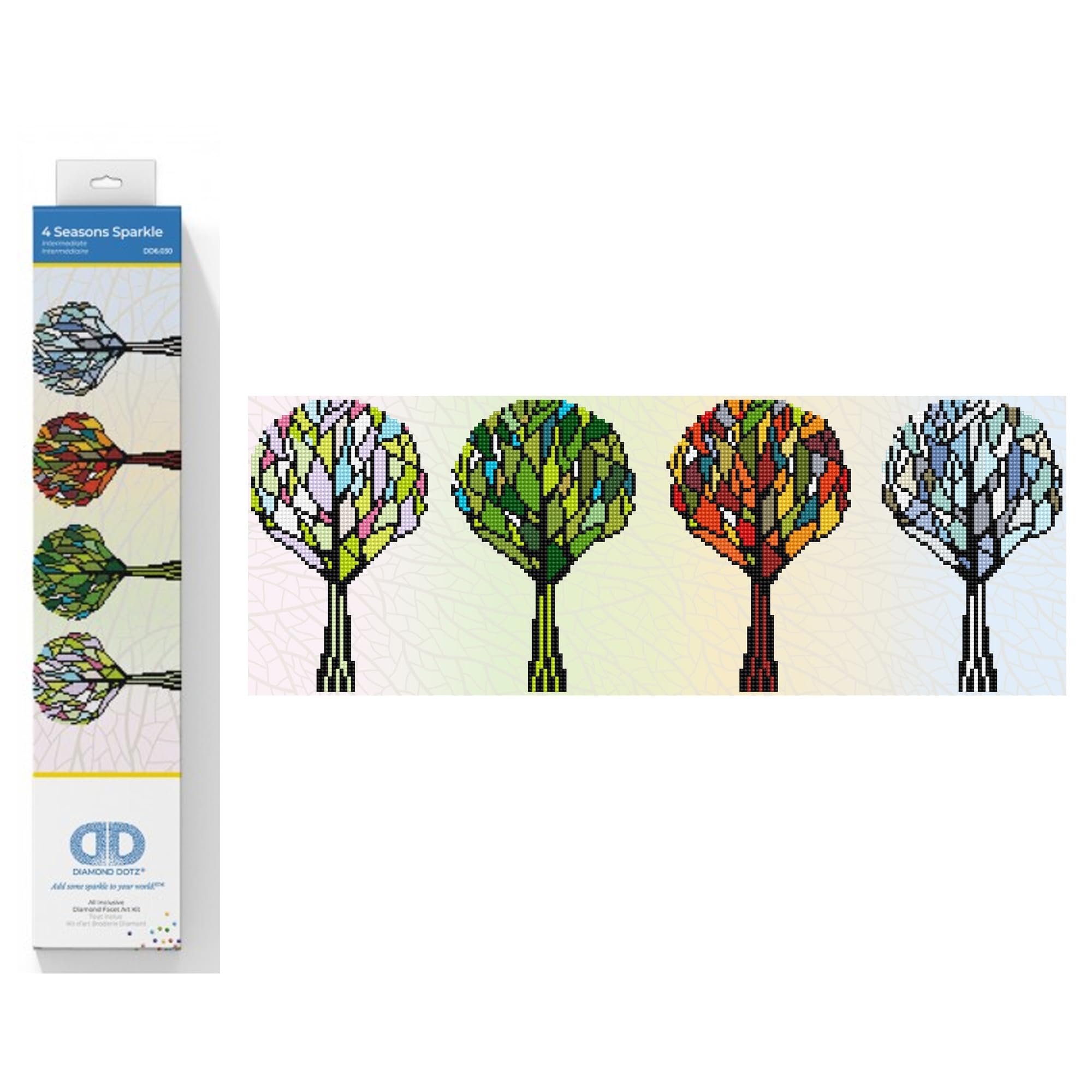 DIAMOND DOTZ Diamond Painting Kit, Intermediate, DD6, Canvas, 4 Seasons Sparkle, 60 x 22cm