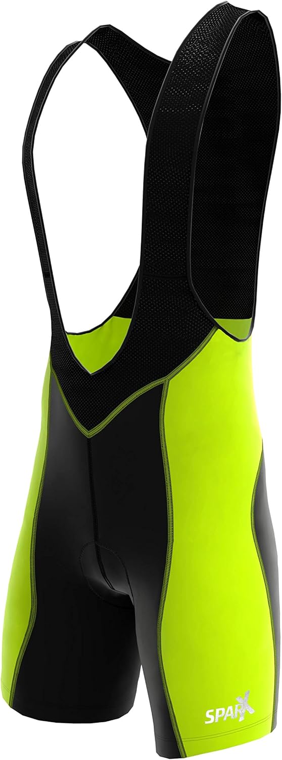 Sparx Cycling Bib Shorts Bicycle Clothing Bike Racing Bib Short Padded Pant (Small, Black/Neon Green): Clothing
