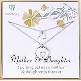 CHICLOVE Mother Daughter Jewelry Sets for Two, Cutout Heart Necklaces, 2 Sterling Silver Necklaces