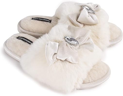 Womens cream slippers Clearance
