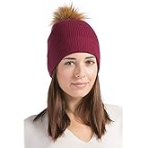 Fishers Finery Women's 100% Cashmere Beanie Hat with Pom