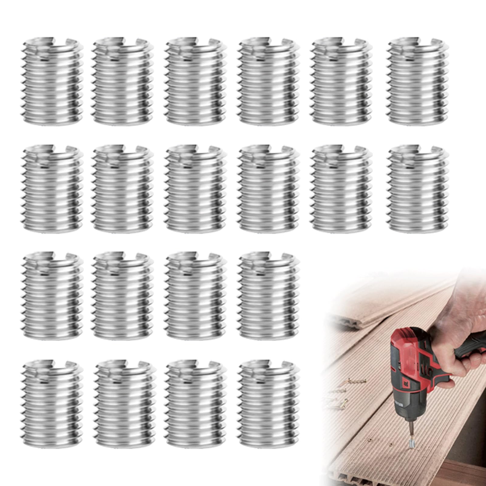 20PCS Thread Inserts Kit Thread Reducer M8 to M6 for Repairing Damaged Threads Repair Kit Durable Inserts for Long Lasting Thread Reinforcement Thread Repair Kit for Home Application