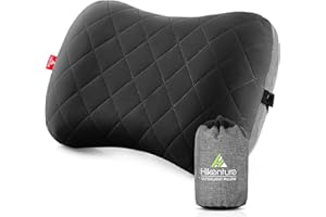 Hikenture Camping Pillow with Removable Cover - Ultralight Inflatable Pillow for Neck Lumber Support - Upgrade Backpacking Pi