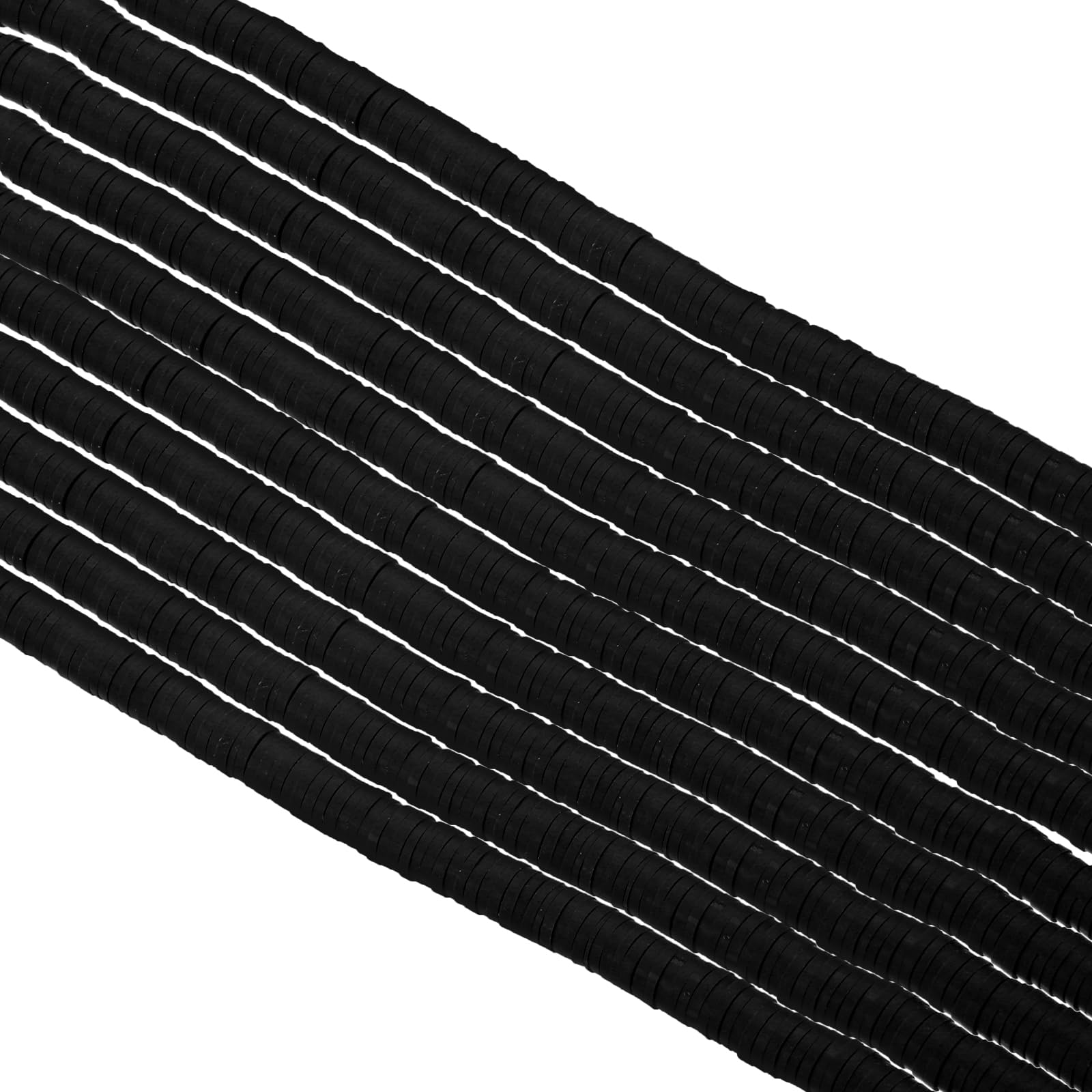 PATIKIL 6mm Polymer Clay Beads Spacer, 3500Pcs 10 Strands Round Flat Handmade Bead Spacer for Craft Home Decor Chain Bracelets Jewelry Making, Black