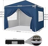 Yaheetech Pop-Up Gazebo 3x3 with 4 Removable Side Panels Navy Blue view 3