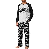 Mens Pajamas Set Long Sleeve Plaid Pj Pants Soft Sleepwear Loungewear Sets | Cozy Pajamas for Men 2 Pieces Mens Sleepwear Pjs Set Lightweight Pijama and Pants with Pockets M-XXL