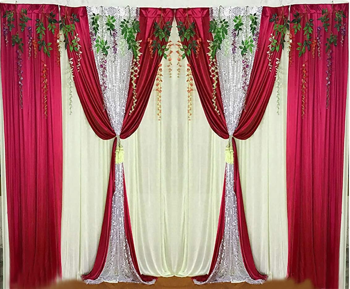 Amazon Com Lb Wedding Stage Backdrop Red Swags Curtains Silk