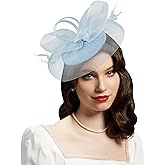 Cizoe Women's Kentucky Derby Fascinators Tea Party Hat Mesh Floral Feather Hair Clip Fascinator Headwear for Wedding Cocktail