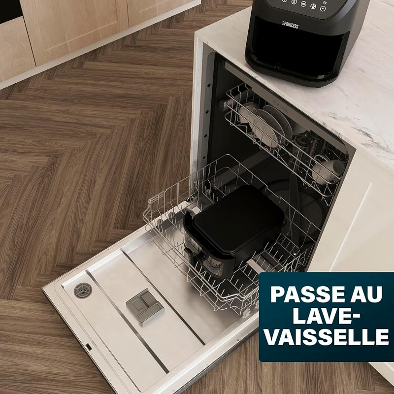 SlimFry Airfryer, Capacité 8L, 2000W, 8 Programmes, Écran Tactile Digital, Température Réglable, Fenêtre de Visualisation, Arrêt Automatique, Panier Lavable, 182257, Noir