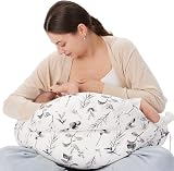 Momcozy Nursing Pillow Ergonomic Breastfeeding Support Ink Wash Leaves