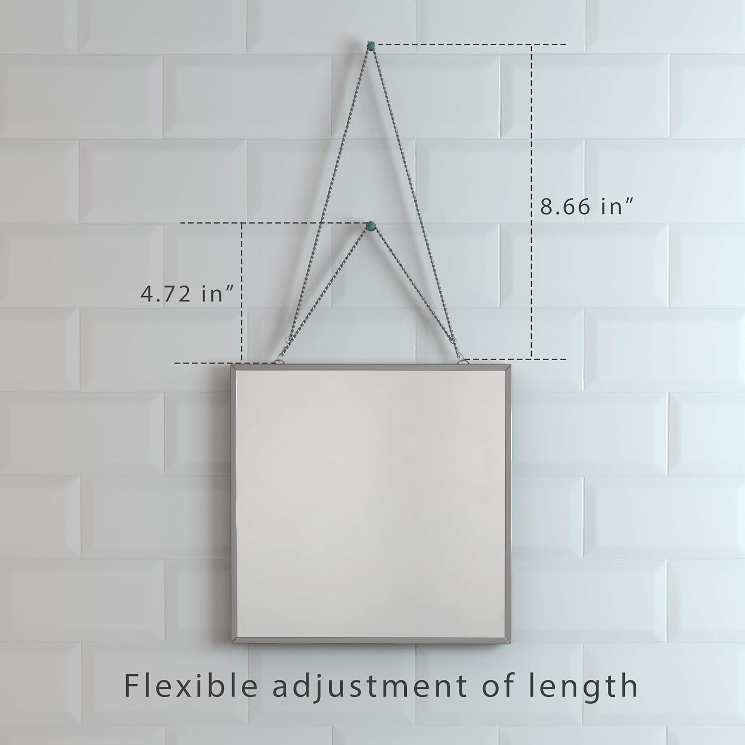 Liootech Fogless Shaving Shower Mirror, Fog Free Mirror Narrow Bezel Ultra-Thin 6.7 inch Metal Frame with 2 Stainless Steel Chains 17.3 & 10.6 inch: Kitchen & Dining