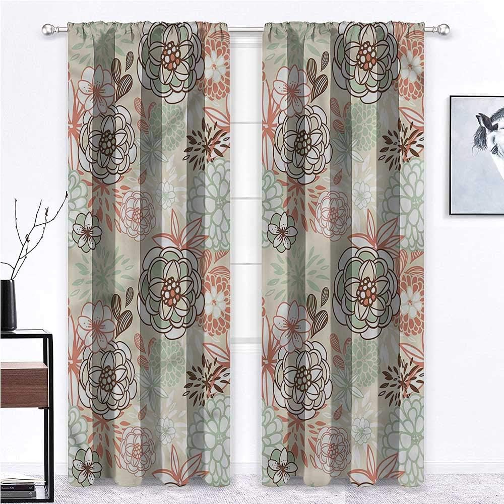 GugeABC Living Room Curtains Sets Floral for Kitchen Cafe