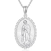 UCADRIT Saint Michael/Virgen De Guadalupe/Praying Hands/Necklace Sterling Sliver Amulet Necklace Catholic Amulet Protector Jewelry