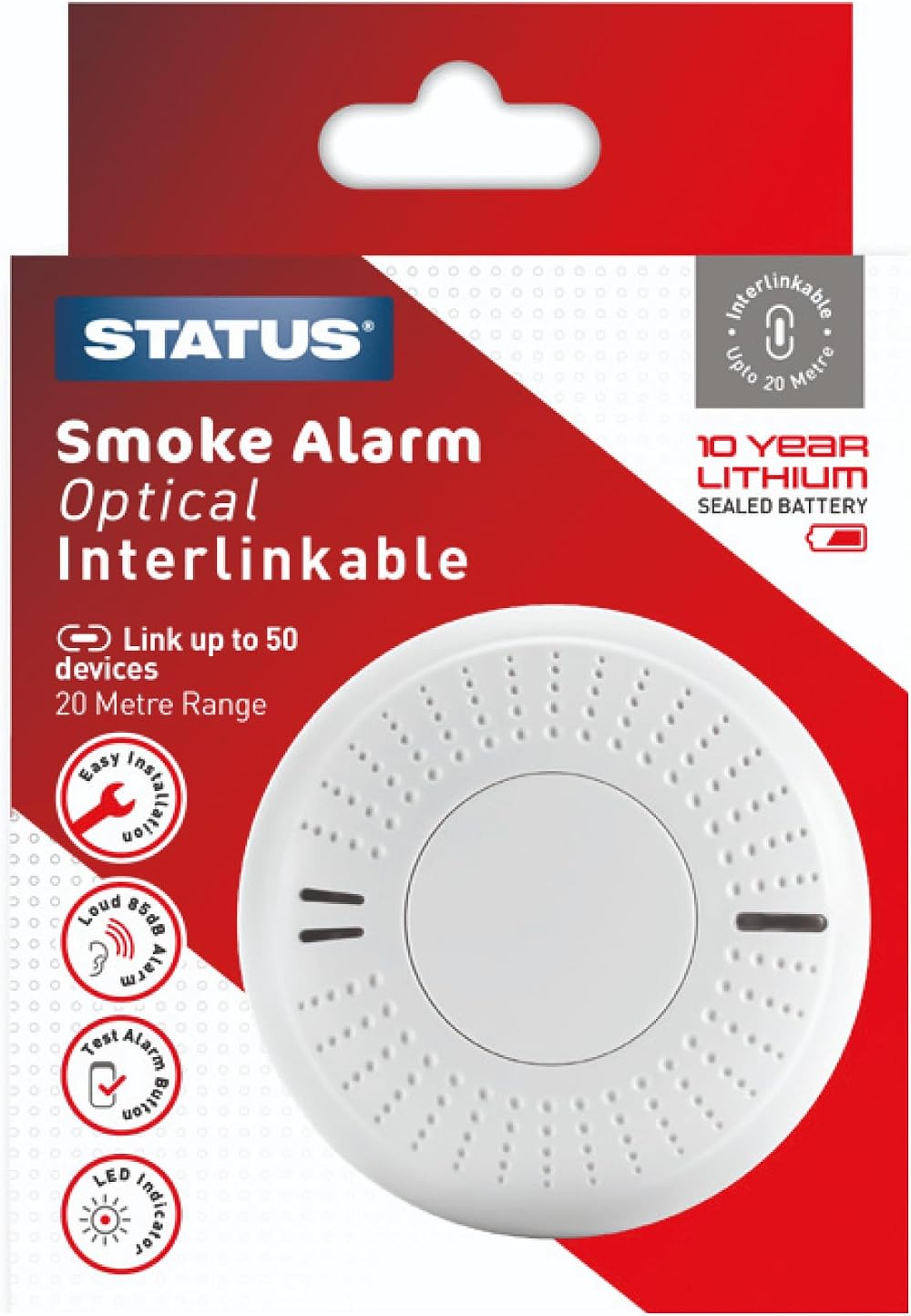 Status 10 Year Interlinkable Smoke Alarm with Sealed Battery White SIPESA1PKB4