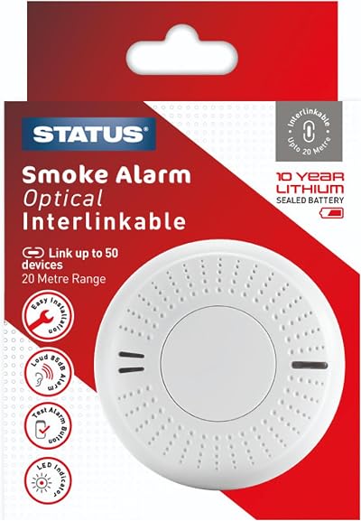 Status 10 Year Interlinkable Smoke Alarm with Sealed Battery White SIPESA1PKB4