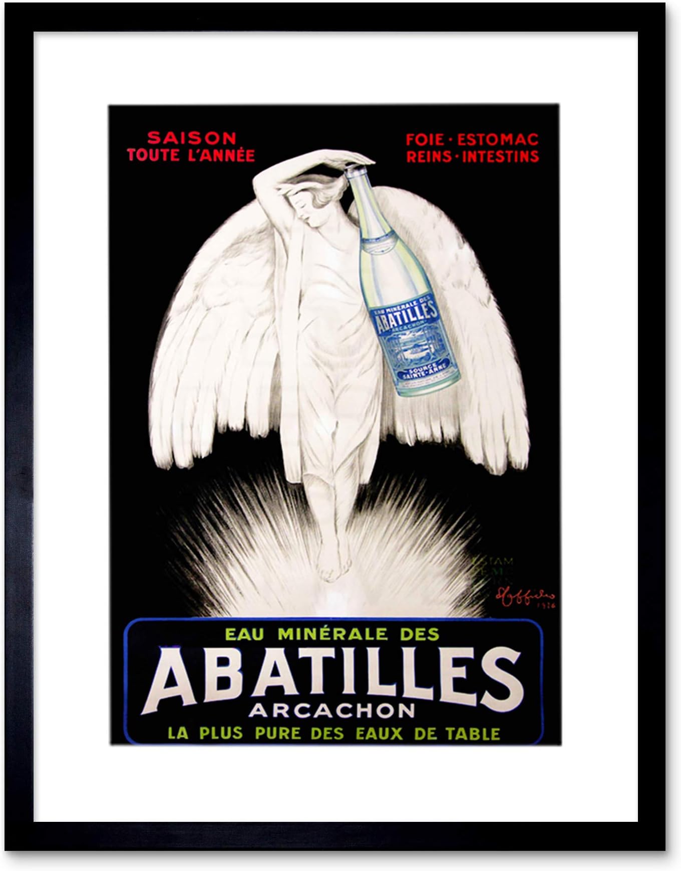 AD Drink Mineral Table Water ABATILLES Angel Art Frame Print Picture F12X060