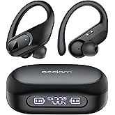 occiam Active Noise Cancelling Wireless Earbuds Bluetooth Headphones Ear Buds 96Hrs Playback Clear Call Waterproof Earphones with Ear Hook Microphones for Sport Running Black