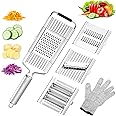 Suuker Vegetable Slicer, 4 In 1 Slicer Vegetable Cutter with Cheese Grater, Carrot Grater, Cabbage Shredder, Cucumber Slicer, Stainless Steel Mandoline Slicer for Kitchen