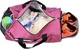 KASIBON Gym Bag with Shoes Compartment Wet Pocket Pink Duffle Bag view 3