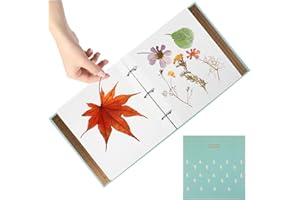 CONGARTENO Pressed Flowers Album Self-adhesive Pages, Botanical Herbarium Scrapbook for Leaf and Dried Rose