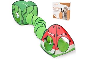 MSUTREE Cat Tunnel Toy and Cubes Combo Cat Tunnels for Indoor Cats Tube with Play Ball,Interactive Crinkle Collapsible Tent for Hiding Hunting and Resting, All in One Set of 3, Fruit