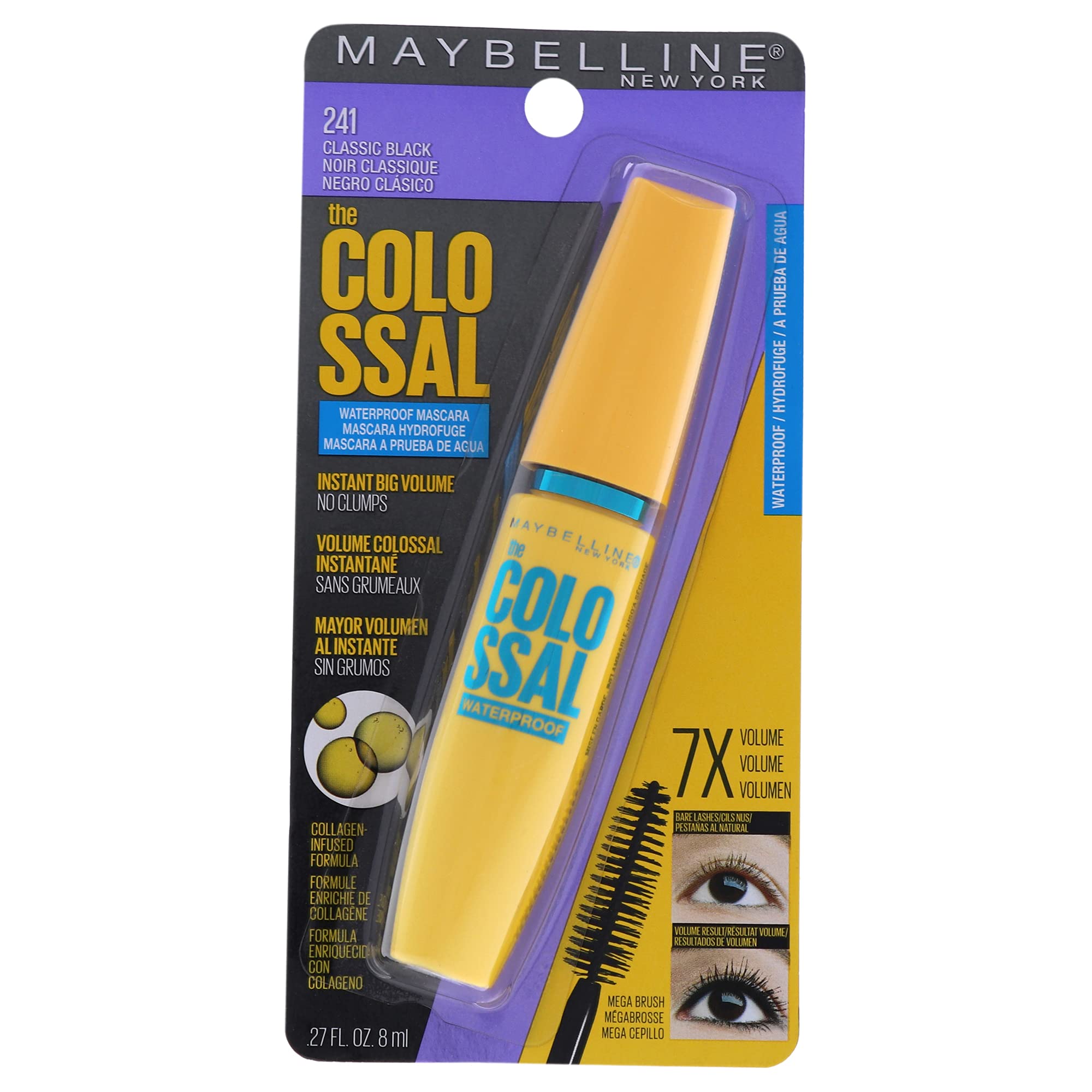 Maybelline The Colossal Volum Express Waterproof Mascara - # 241 Classic Black for Women 0.27 oz Mascara