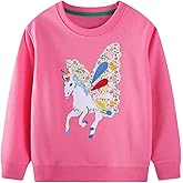 Ohokama Toddler Girls Sweatshirts Crewneck Shirt Kids Applique Print Long Sleeve Fall Winter Cotton Tops 2-7t