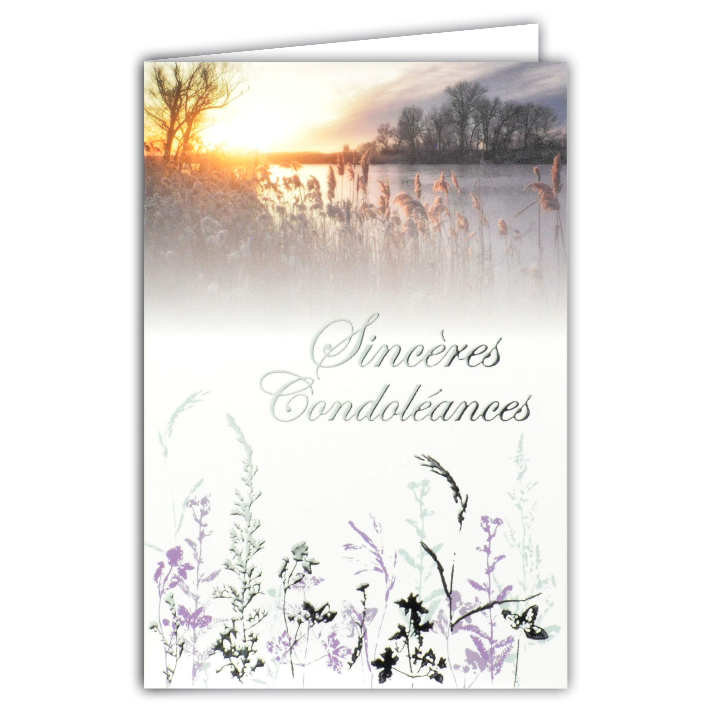 Grey Silver Shiny Greyscale Condolence Card - French Made