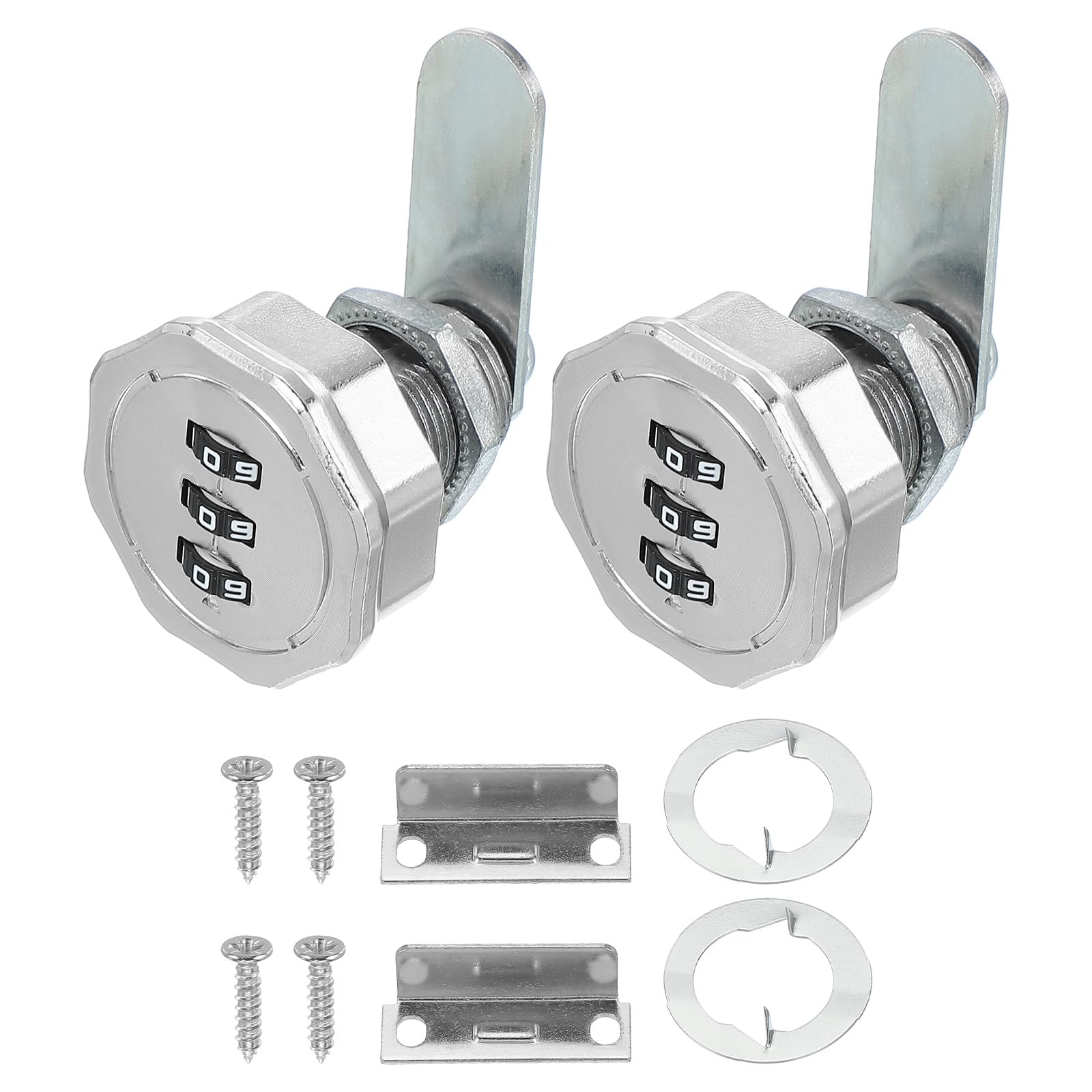 Photo 1 of PATIKIL Combination Cam Lock 2 Pcs Zinc Alloy Keyless 3-Digit Password File Cabinet Lock 1-3/16" Cylinder Chrome Finish Security Lock with Screw for Drawer Cupboard Silver