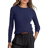 ANRABESS Womens Long Sleeve Cable Knit Sweater Jumper Crewneck Pullover Soft Dressy Casual Tops Cute 2025 Fall Trendy Outfits