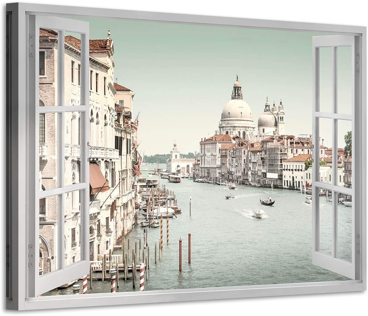ItalianItalian Cityscape Canvas Wall Art: Venice City View Picture Seaside Country Painting Print for Room (36'' x 24'' x 1 Panel)