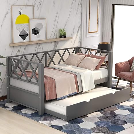 daybed de madera con un trundle sofa cama nido tamano individual marco de cama doble estandar no requiere caja de resorte sofa cama gris con un