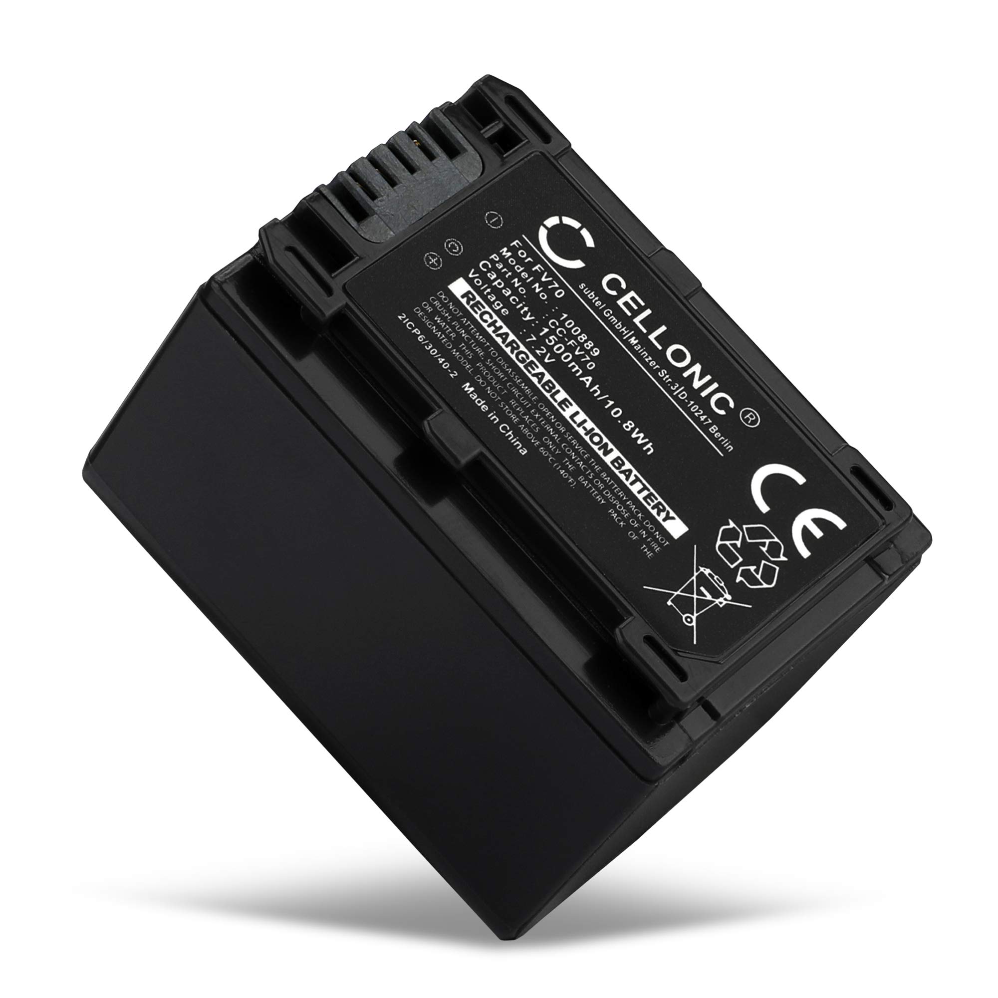CELLONIC 1x Battery for Camera Compatible with Sony FDR-AX33, HDR-CX250, HDR-CX270, NP-FV70 - (1500mAh, 7.4V)