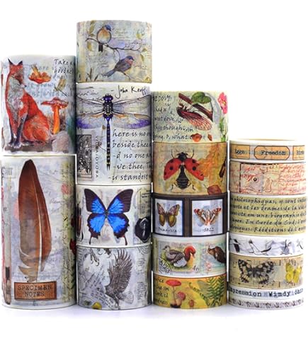 10 Roll Vintage Floral Washi Tape Set - Botanical Patterns For Journaling & Crafts